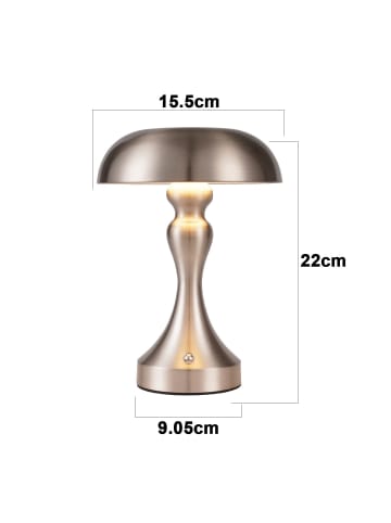 ZMH Tischleuchte LED in nickel 1800 mAh Touch Dimmbar