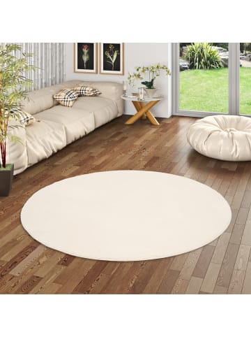 Pergamon Hochflor-Teppich Silky Rund in creme