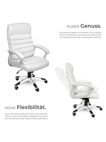 tectake Bürostuhl Paul, einstellbare Wippfunktion, weiß