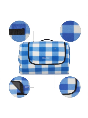 relaxdays Picknickdecke in Blau/ Weiß - 200 x 300 cm