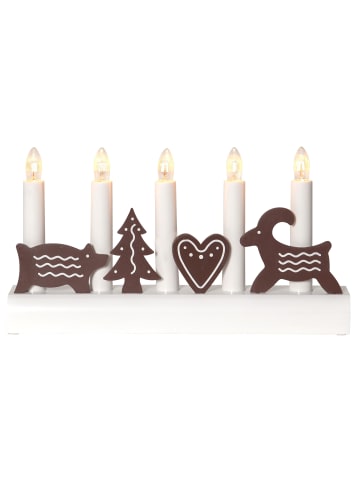 STAR Trading LED Kerzenleuchter ,Julia, Holzmotive Lebkuchen, 5-flammig