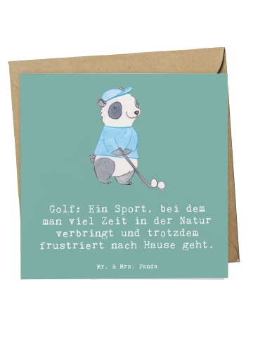 Mr. & Mrs. Panda Einladungskarte Golf Erlebnis mit Spruch in Meeresbrise