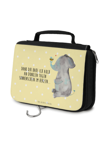 Mr. & Mrs. Panda Waschtasche Elefant Biene mit Spruch in Gelb Pastell