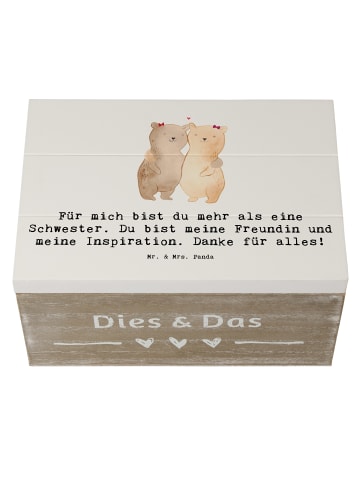 Mr. & Mrs. Panda Holzkiste Spruch Meine Schwester mit Spruch in Weiß