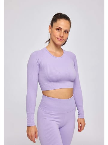 SNOCKS Geripptes Sportshirt langarm Damen in Pastelllila