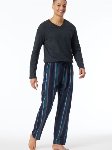 Schiesser Pyjamahose Mix & Relax Flanell in dunkelblau, blau