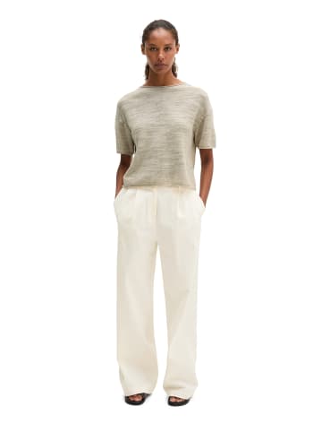 Marc O'Polo Slub-Kurzarm-Pullover loose in Linen Beige
