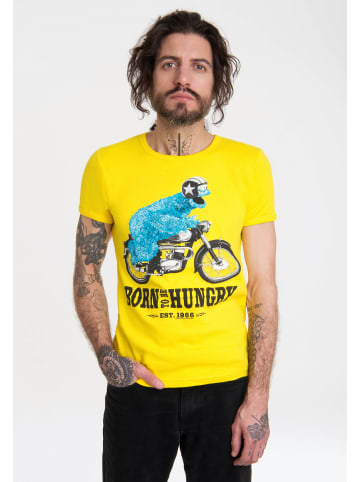 Logoshirt T-Shirt Sesamstraße - Krümelmonster Motorrad in gelb