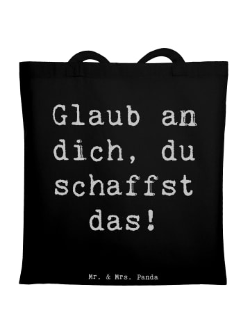 Mr. & Mrs. Panda Schultasche Spruch Schulanfang Glaube mit Spruch in Schwarz