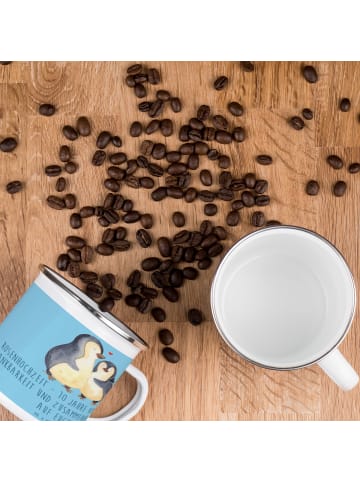 Mr. & Mrs. Panda Camping Emaille Tasse 10. Hochzeitstag Rosenhoc... in Sky Blue
