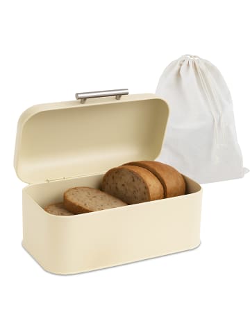 relaxdays Brotkasten in Beige – (B)30 x (H)15,5 x (T)21 cm