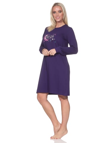 NORMANN Langarm Nachthemd Bündchen Sterne in lila