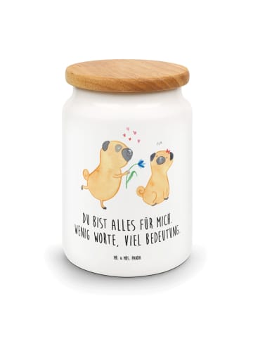 Mr. & Mrs. Panda Teedose Mops Verliebt mit Spruch in Weiß