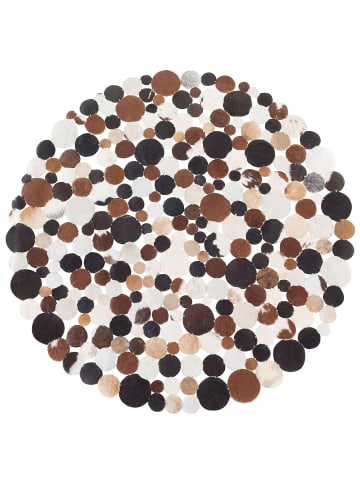 Beliani Kurzflor SORGUN in Braun/Schwarz/Beige - (W) 140 x (H) 0.4 x (L) 140 cm