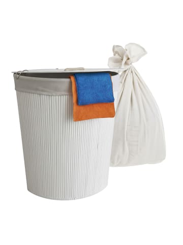 relaxdays Eckwäschekorb in Weiß - (B)36 x (H)60 x (T)36 cm