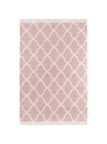 Mint Rugs Hochflor Teppich Fransen Pearl Rosa Creme