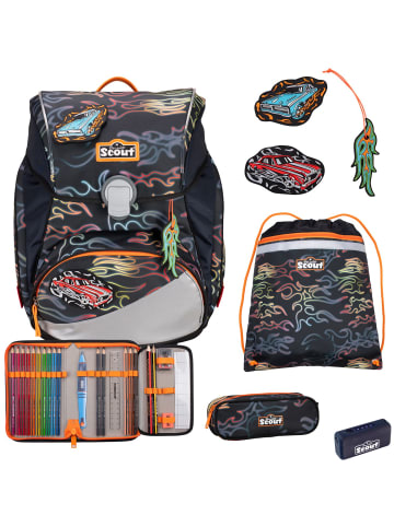 Scout Alpha Safety Light Schulranzen-Set 5 tlg. Flames in schwarz