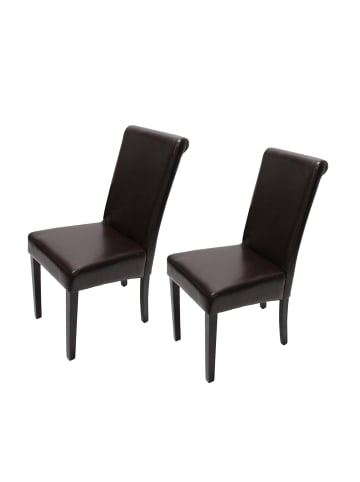 MCW 2er-Set Esszimmerstuhl Lecce II, Braun, dunkle Beine