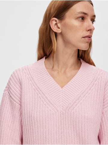 SELECTED FEMME Eleganter Grobstrick Pullover Lockerer Struktur Sweater SLFSELMA in Pink
