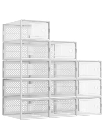SONGMICS 12er-Set: Schuhbox Dennys in Transparent-Schwarz - (B)23 x (H)14 x (T)33.1 cm