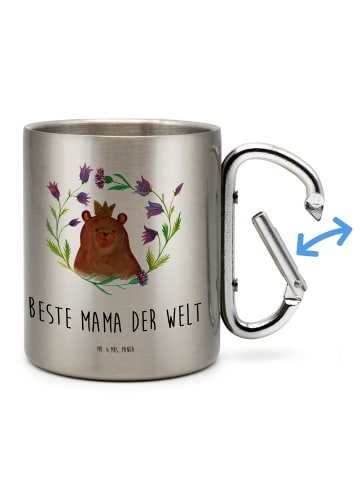 Mr. & Mrs. Panda Edelstahl-Thermobecher Bär Königin mit Spruch in Silber