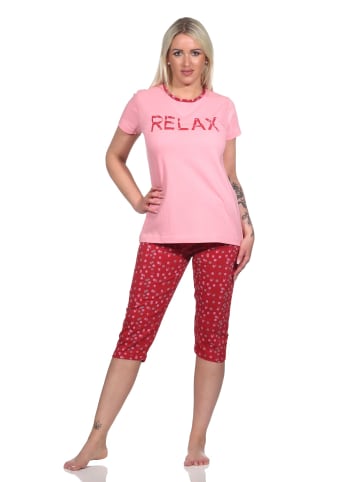 NORMANN Capri Pyjama Schlafanzug "RELAX" in rosa
