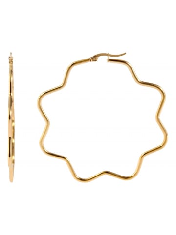 Adeliás Damen Creolen Blume aus Edelstahl in gold