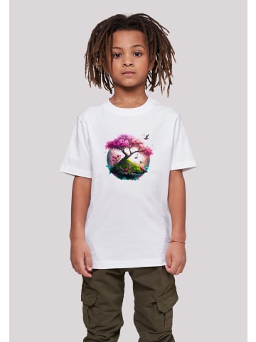 F4NT4STIC T-Shirt Kirschblüten Baum Tee Unisex in weiß