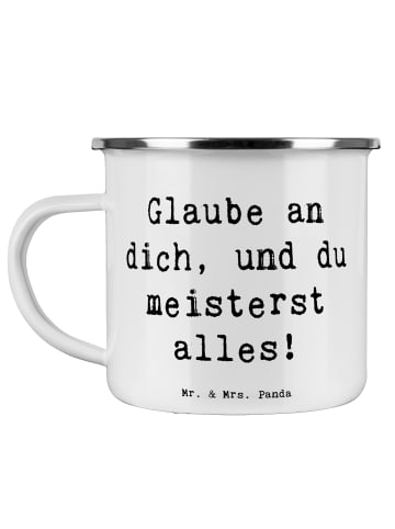 Mr. & Mrs. Panda Tasse Emaille Spruch Stolpersteine im Alltag me... in Weiß