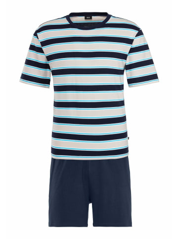 H.I.S Pyjama in navy, beige-navy-hellblau-gestreift