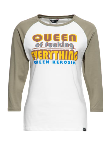 Queen Kerosin Queen Kerosin 3/4-Arm Shirt Queen Of F*cking Everything in hellgrün