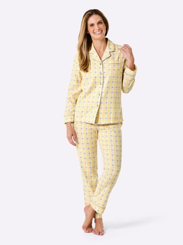 WITT WEIDEN Pyjama in gelb-steingrau-kariert