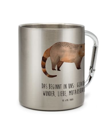 Mr. & Mrs. Panda Teetasse Nasenbär mit Spruch in Silber