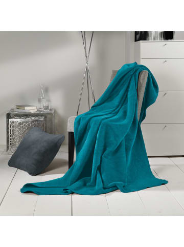 Erwin Müller Baumwolle Wohndecke 2er-Pack in petrol