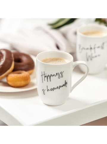 Villeroy & Boch 6er Set Becher mit Henkel 'Happiness is Homemade' Statement 290 ml weiß in weiß