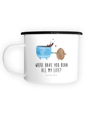 Mr. & Mrs. Panda Camping Tasse Kaffee Bohne mit Spruch in Weiß