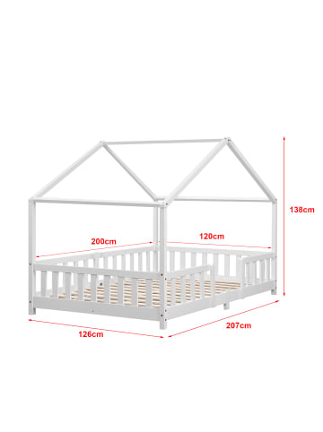 en.casa Kinderbett Treviolo mit Matratze in Weiß (L)200cm (B)120cm