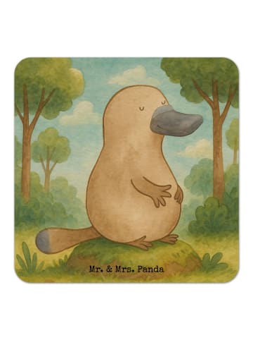 Mr. & Mrs. Panda Bierdeckel Schnabeltier Mut Design ohne Spruch in Weiß