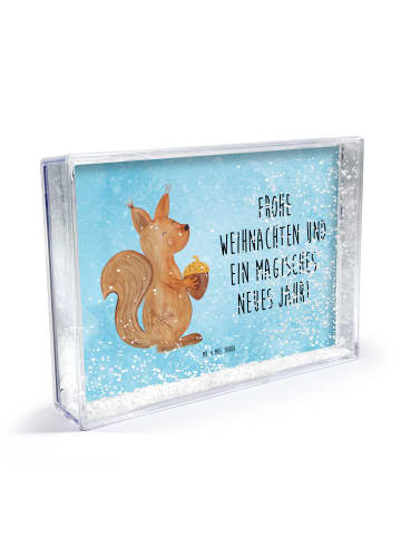 Mr. & Mrs. Panda Bilderrahmen Eichhörnchen Weihnachten mit Spruch in Eisblau