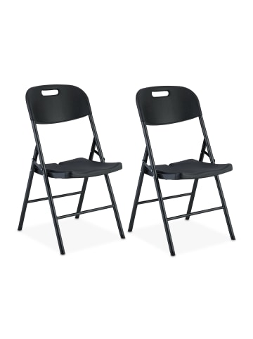 relaxdays 2 x Klappstuhl in Schwarz - (B)45 x (H)87 x (T)52,5 cm