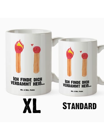 Mr. & Mrs. Panda XL Tasse Streichhölzer mit Spruch in Weiß