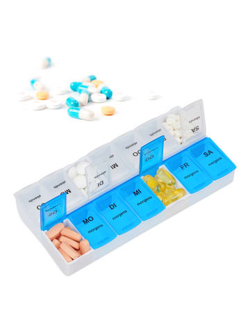 relaxdays 2x Tablettenbox in Weiß/ Blau