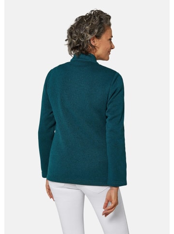 GOLDNER Kurzgröße:  Kuschelweiche Strickfleece-Jacke in petrol / melange