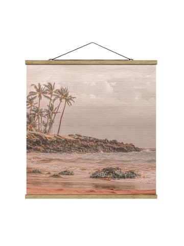 WALLART Stoffbild mit Posterleisten - Aloha Hawaii Strand in Creme-Beige