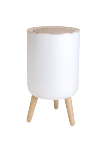 Intirilife Kosmetikeimer Tisch Mülleimer Bambus-Optik in 22.2 x 36.4 cm