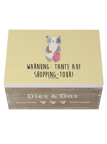 Mr. & Mrs. Panda Schatzkiste Tante Shopping mit Spruch in Gelb Pastell
