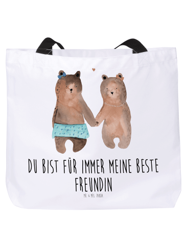 Mr. & Mrs. Panda Damen Schultertasche Bär Freundin mit Spruch in Weiß