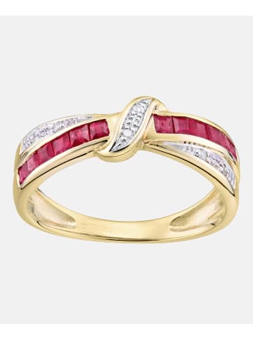 Diamant L'éternel Ring aus 375 Gelbgold mit Diamant mit Rubin