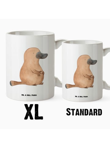 Mr. & Mrs. Panda Kaffeebecher Schnabeltier Mut ohne Spruch in Weiß
