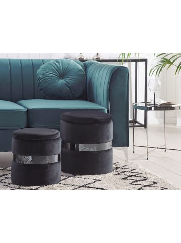 Beliani 2er-Set Pouf DORIS in Schwarz/Silber